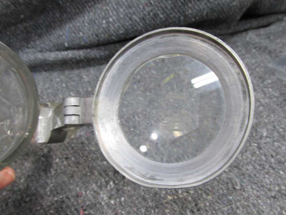 NICE CUT GLASS STEIN WITH MONOGRAMED GLASS/METAL LID & LITTLE MAN-img-8