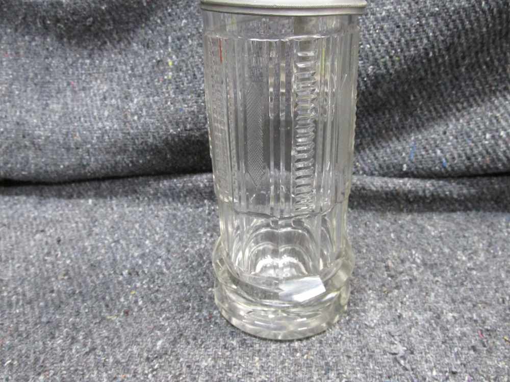 NICE CUT GLASS STEIN WITH MONOGRAMED GLASS/METAL LID & LITTLE MAN-img-6