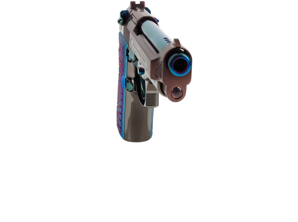 CUSTOM! Beretta 92FS Ported 9mm w/Blue & Bronze PVD Scrollwork Black Chrome-img-6