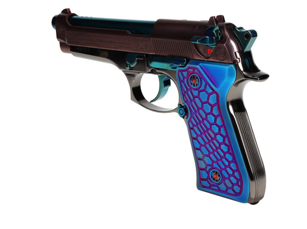 CUSTOM! Beretta 92FS Ported 9mm w/Blue & Bronze PVD Scrollwork Black Chrome-img-13