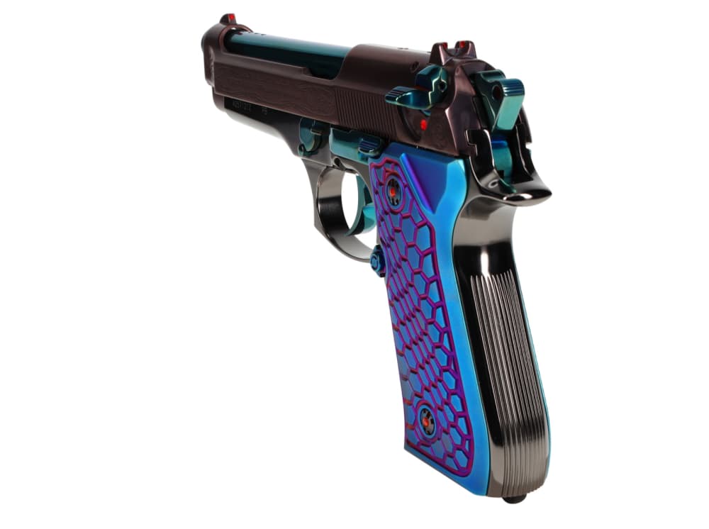 CUSTOM! Beretta 92FS Ported 9mm w/Blue & Bronze PVD Scrollwork Black Chrome-img-14