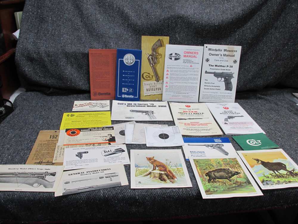 LOT OF MAUSER, RUGER, BERETTA AND MORE MANUALS, ADVERTISEMENTS, HANG TAG-img-1