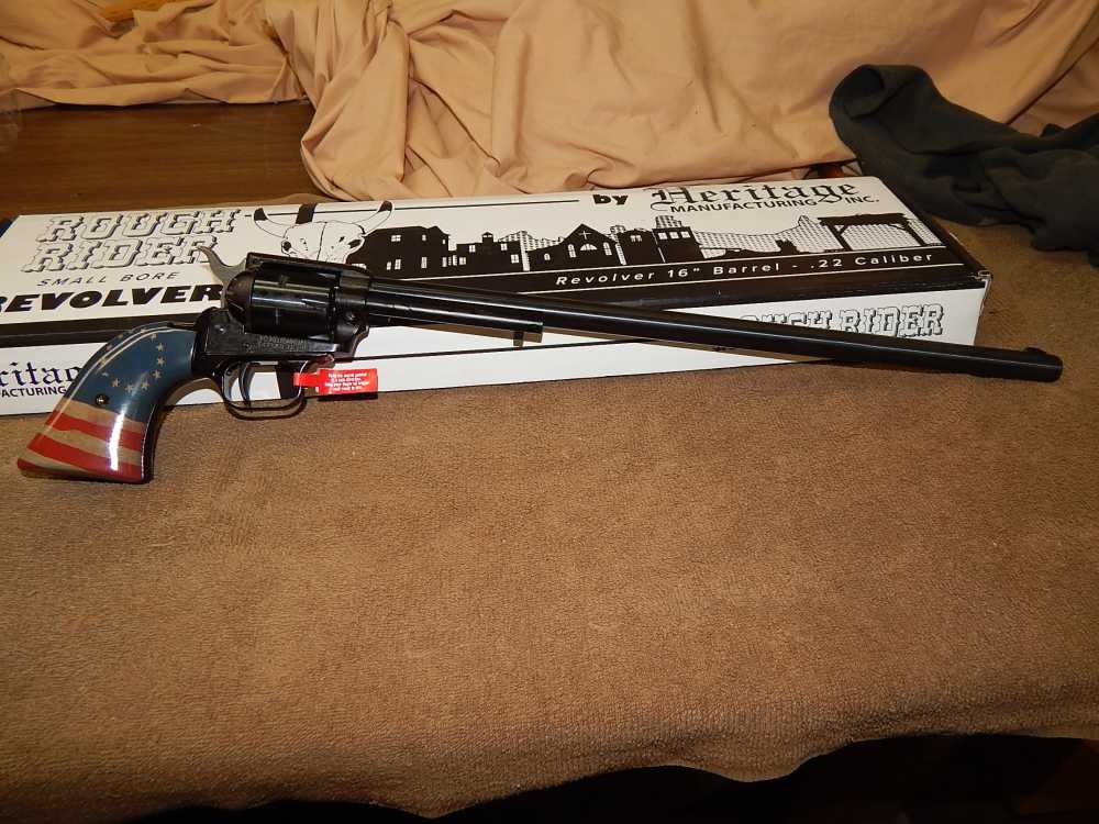 HERITAGE ROUGE RIDER 16" FIXED SIGHTS 22 LR HONOE BETSY FLAG GRIPS-img-1