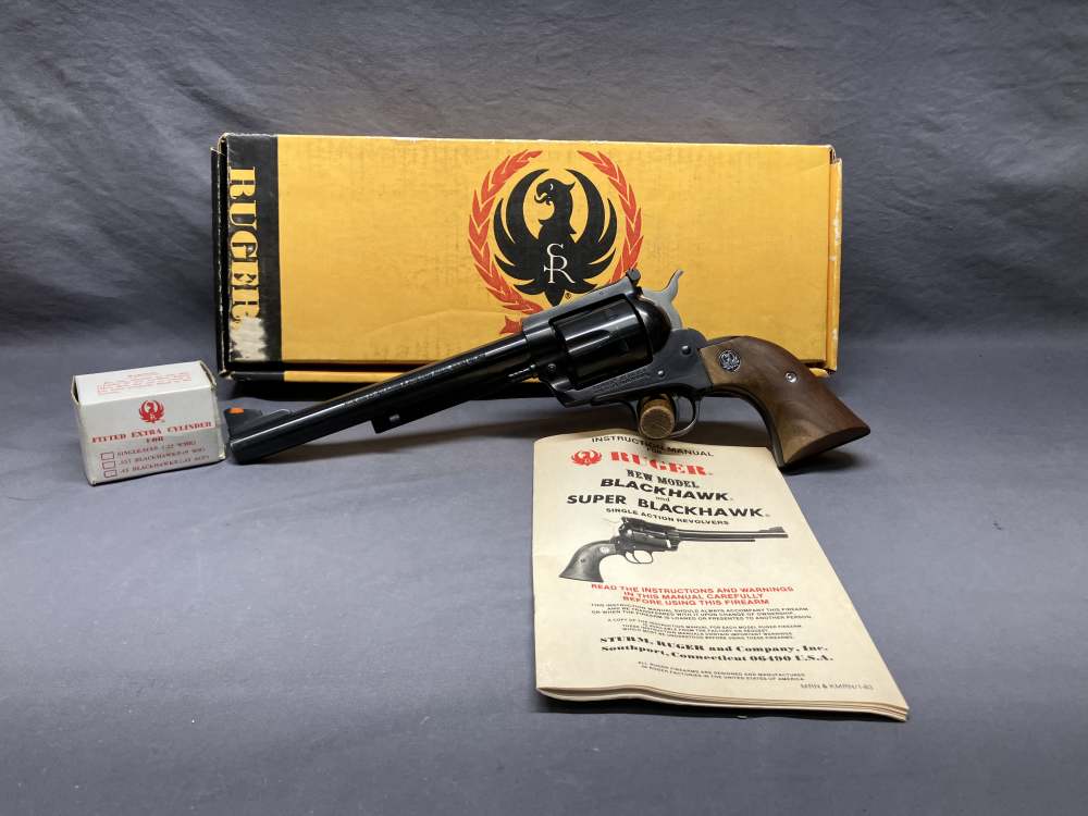 Excellent 1981 Ruger Blackhawk Convertible - .45LC & .45ACP, 7.5" Bbl + Box-img-0