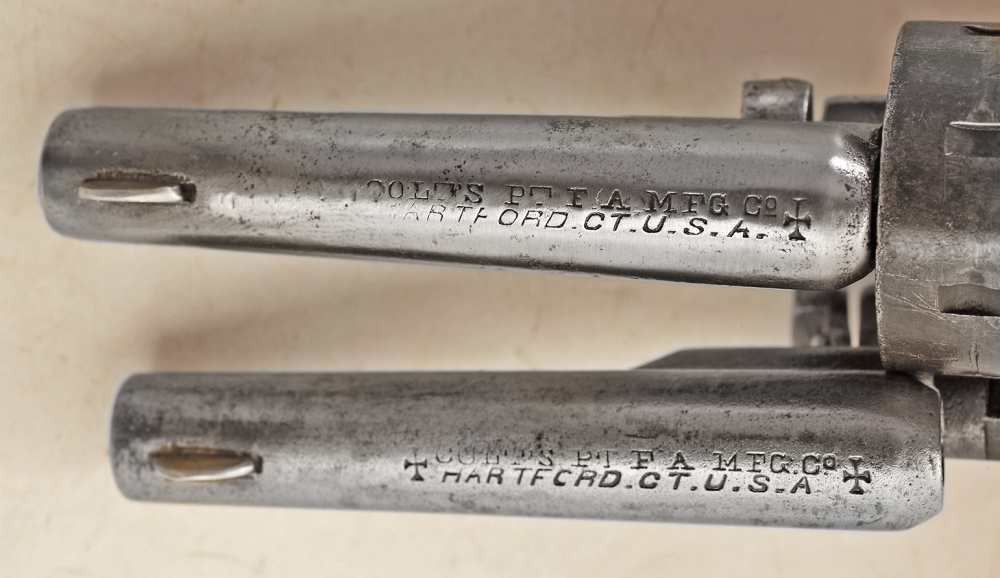2x ANTIQUE COLT OPEN TOP POCKET MODEL S.A. 7 ROUND 22 SHORT REVOLVER.-img-2