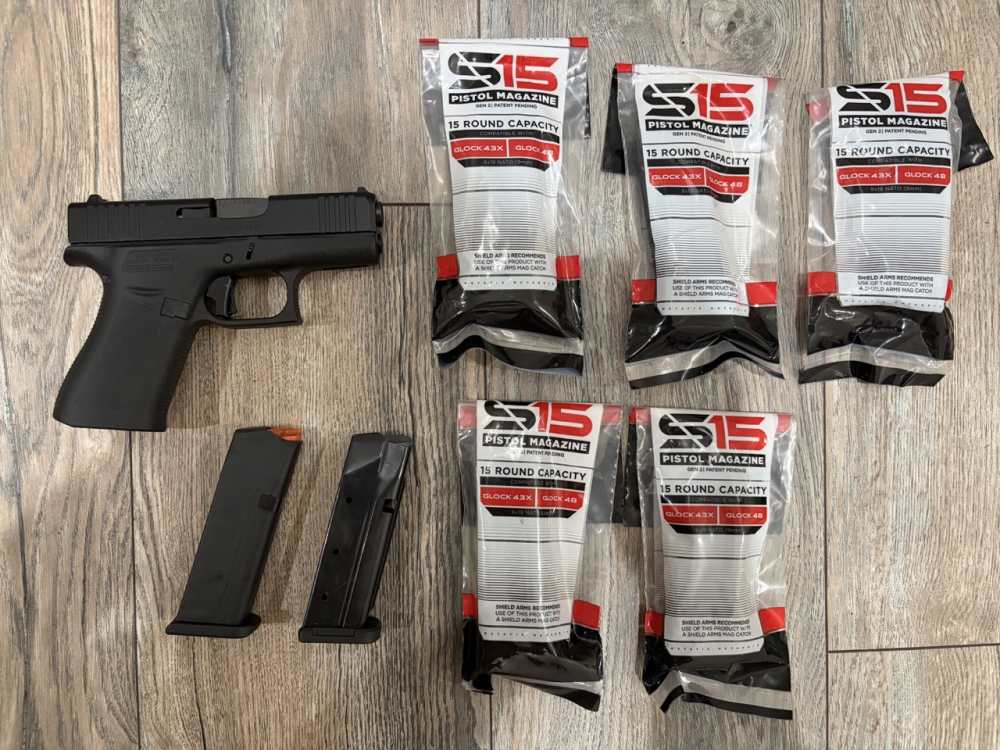 Glock 43X 9mm - Apex Trigger Upgrade - (1) OEM & (6) Shield Arms Gen 2 Mags-img-0