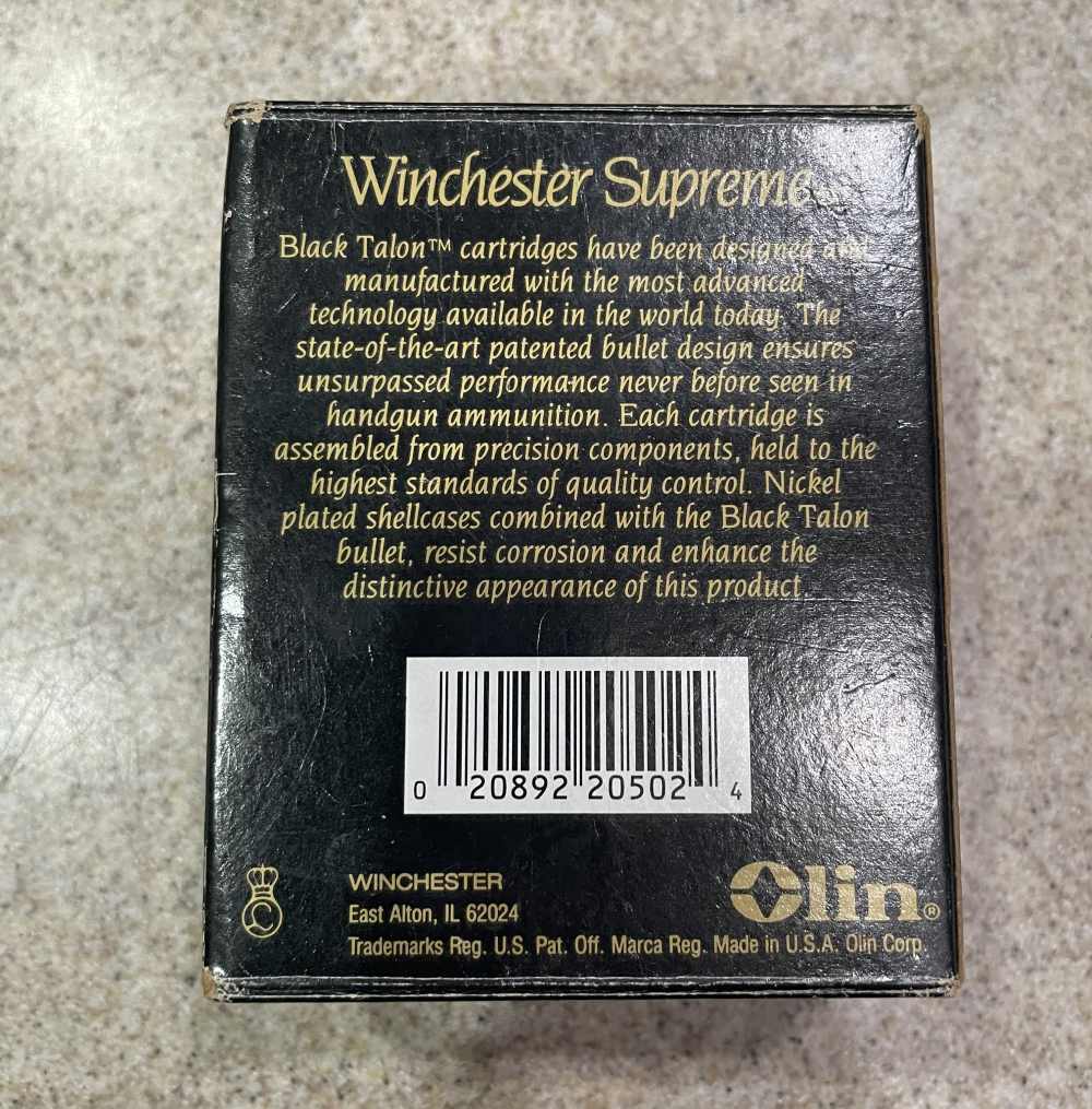 Winchester BLACK TALON 10mm Auto 200 Grain Black JHP Ammunition - 20 Rd BOX-img-4