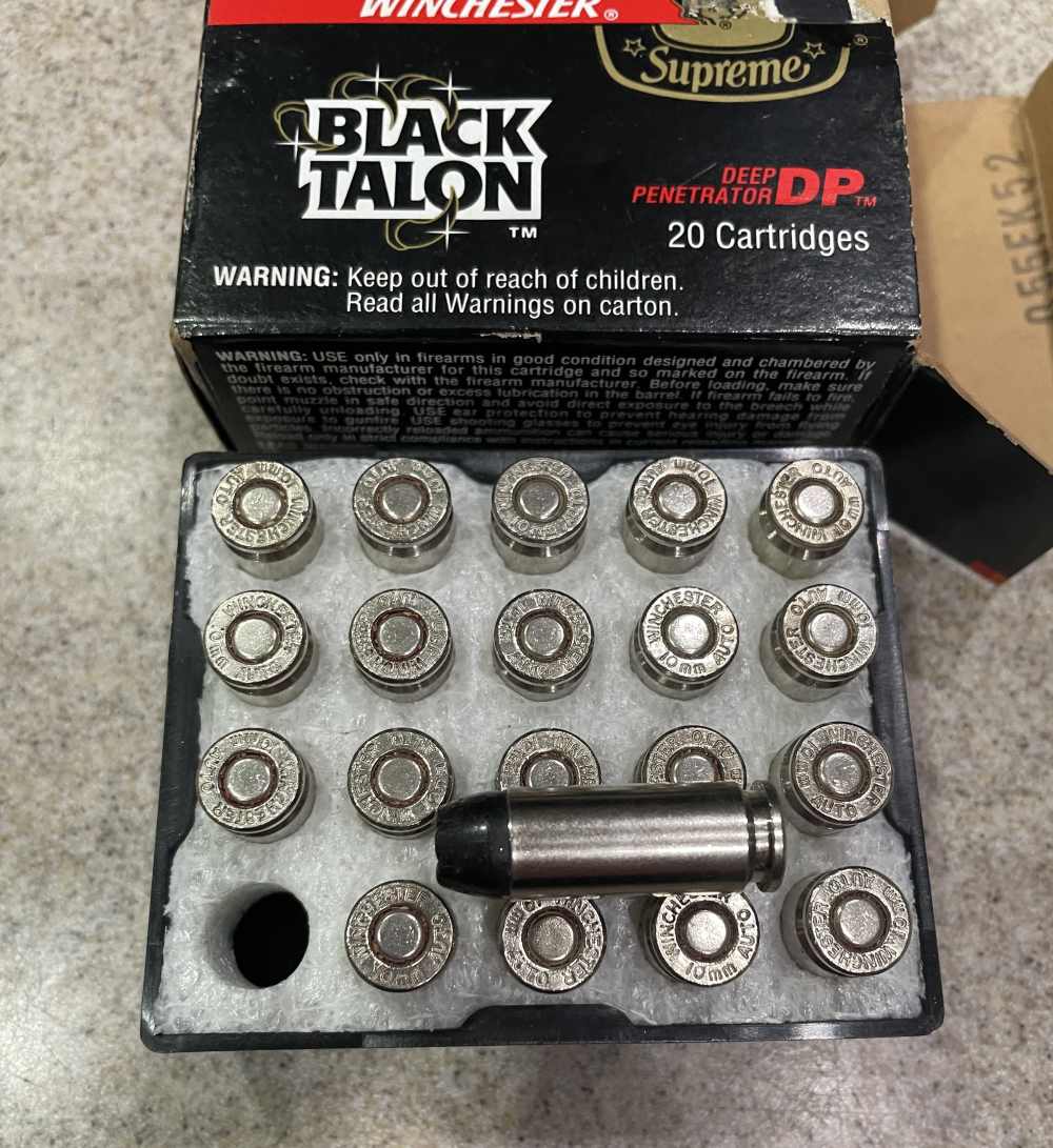 Winchester BLACK TALON 10mm Auto 200 Grain Black JHP Ammunition - 20 Rd BOX-img-1