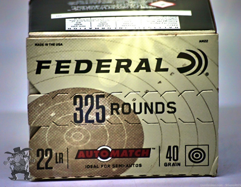 22 LR 325 Rounds Federal 22LR "AutoMatch" 40gr LRN AM SEMI AUTO FIREARMS-img-1