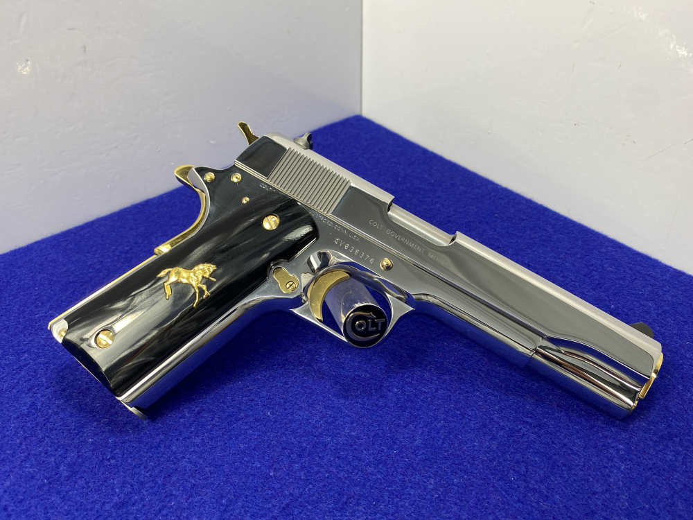 Colt Government .38 Super 5" *STUNNING MIRRORED STAINLESS - GOLD ACCENTS*-img-16