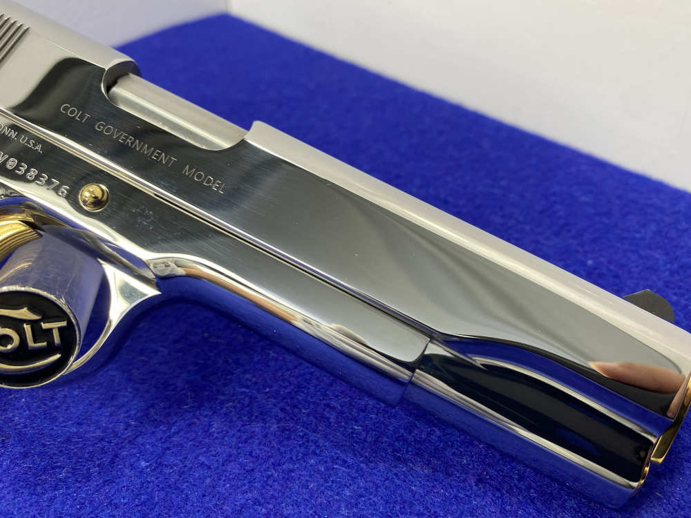 Colt Government .38 Super 5" *STUNNING MIRRORED STAINLESS - GOLD ACCENTS*-img-23