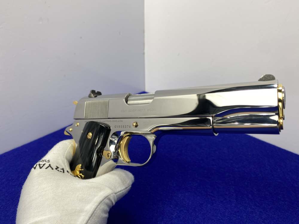 Colt Government .38 Super 5" *STUNNING MIRRORED STAINLESS - GOLD ACCENTS*-img-42