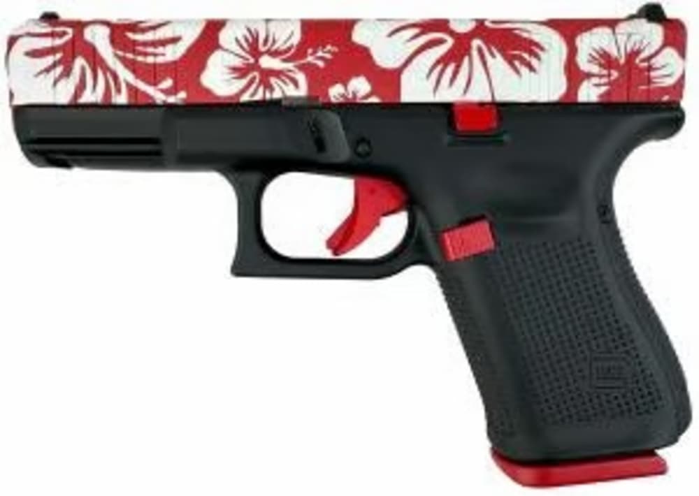 GLOCK 19 GEN 5 MOS CUSTOM "HAWAIIAN HIBISCUS RED FLOWERS" G19 GEN5 9MM 15+1-img-0