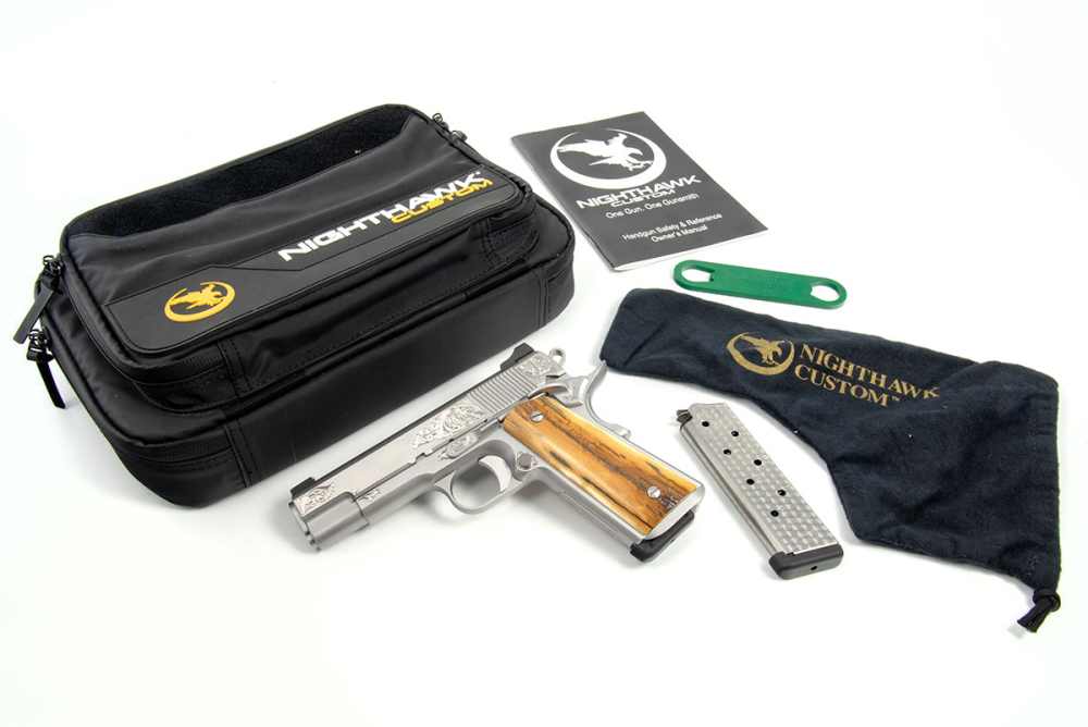 Nighthawk Custom VIP Commander 9mm Engraved 1911 Antiqued Nickel-img-0