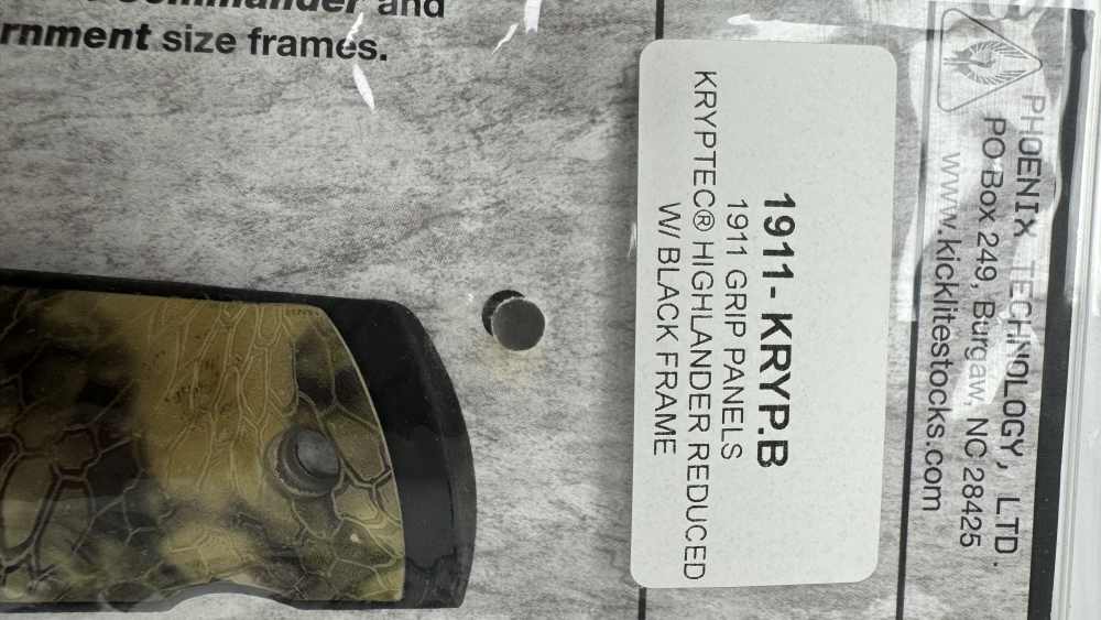 1911 GRIP PANELS, FITS FULL SIZE FRAME, KRYPTEC HIGHLANDER W/BLACK FRAME.-img-2