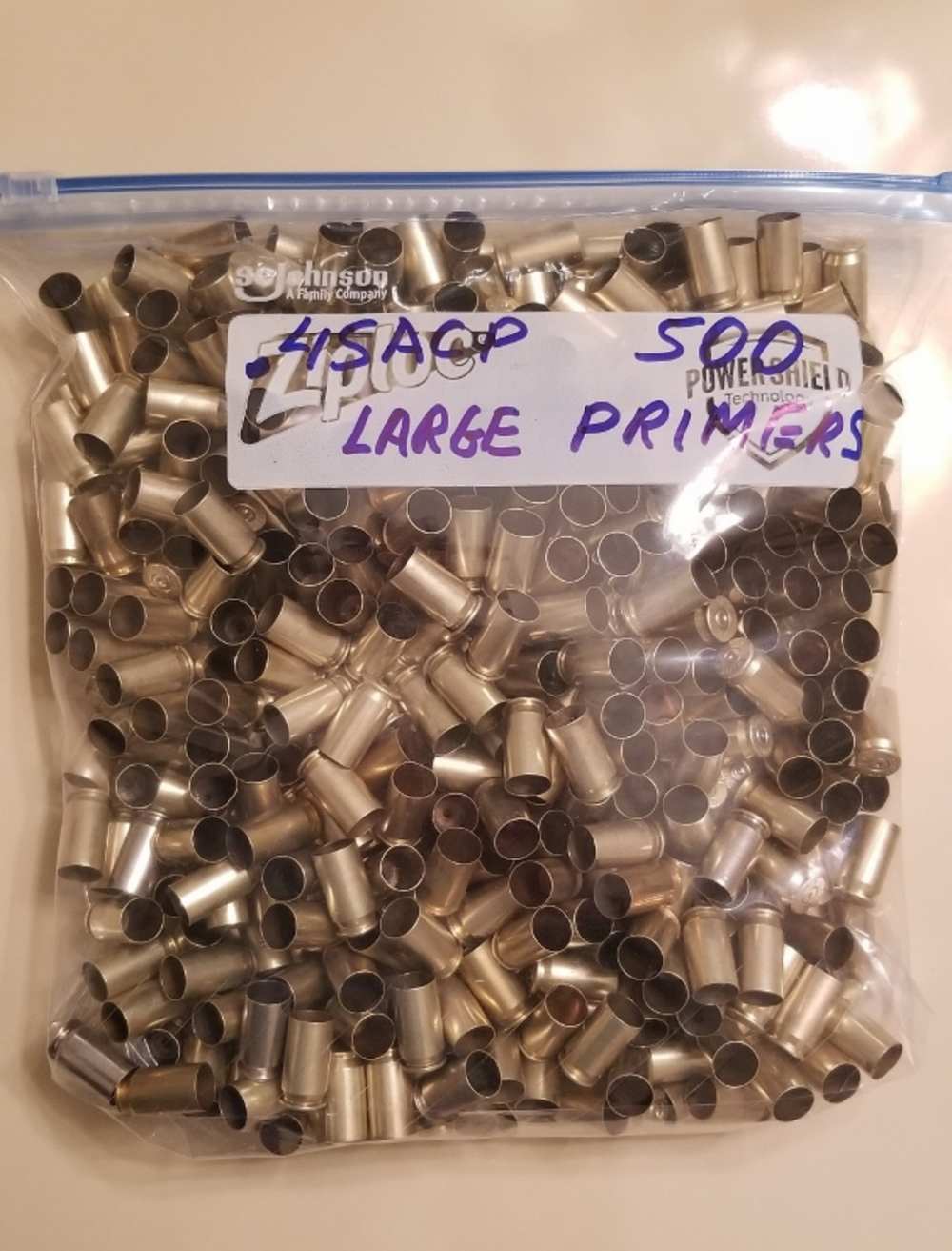 45ACP Large Primers 500 Brass Cases Polished and Ready for Reload-img-0
