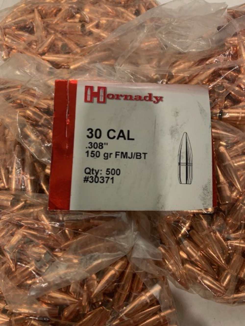 500 Count Hornady 30cal 150gr FMJ BT part 30371-img-0