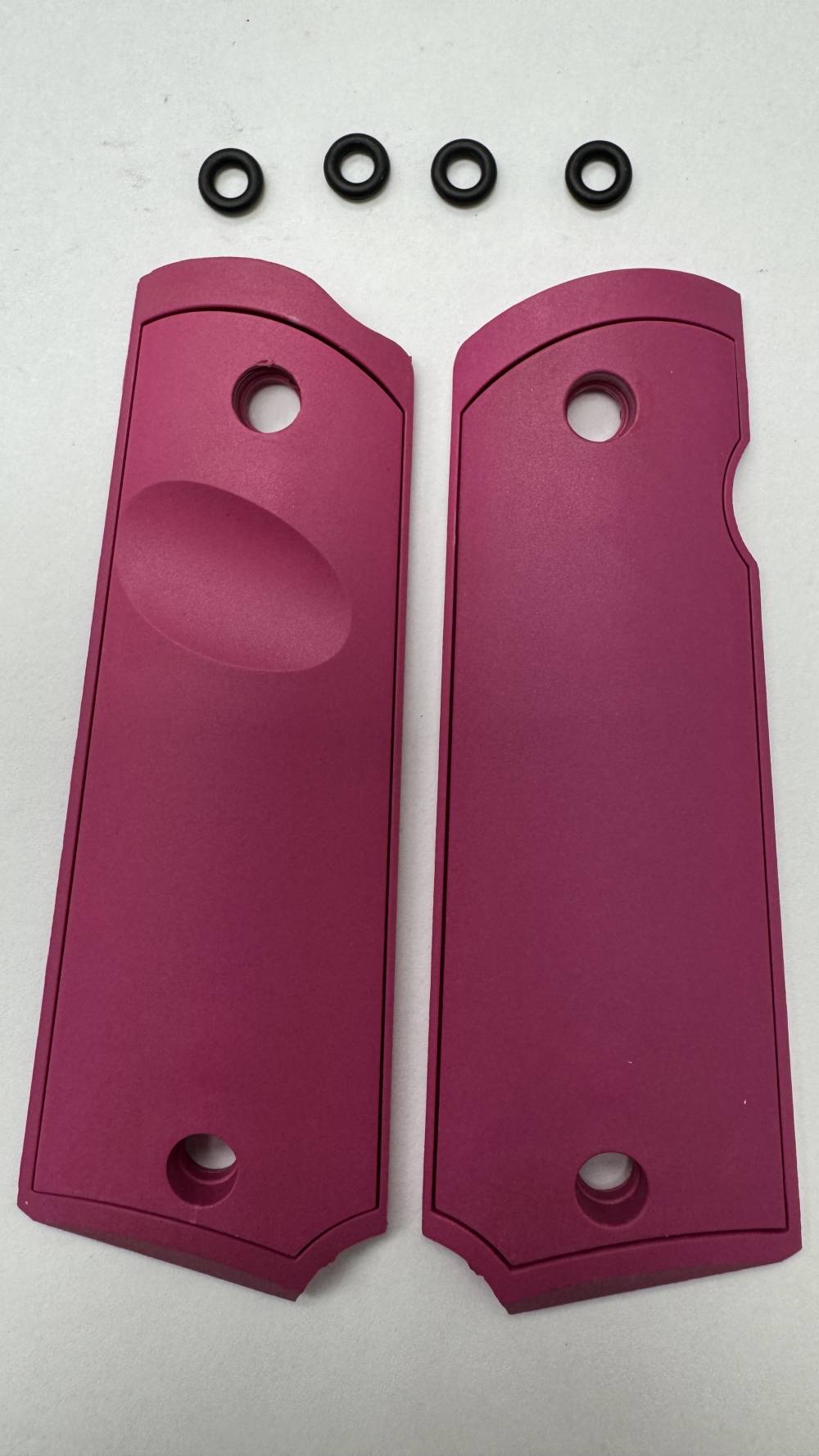 1911 GRIP PANELS, FITS FULL SIZE FRAME, PINK, MADE IN USA.-img-0