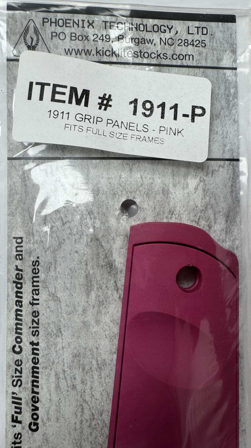 1911 GRIP PANELS, FITS FULL SIZE FRAME, PINK, MADE IN USA.-img-1