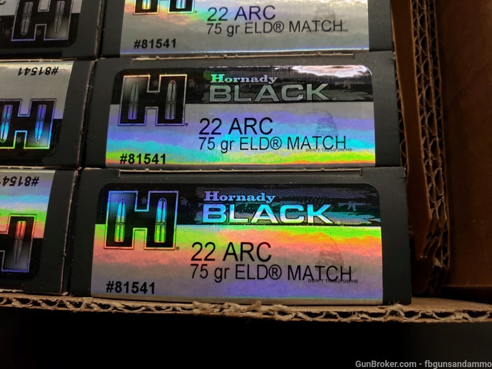 IN STOCK! NEW! 200 ROUNDS HORNADY BLACK 22 ARC 75 ELD-M ELDM MATCH ELD .22-img-3