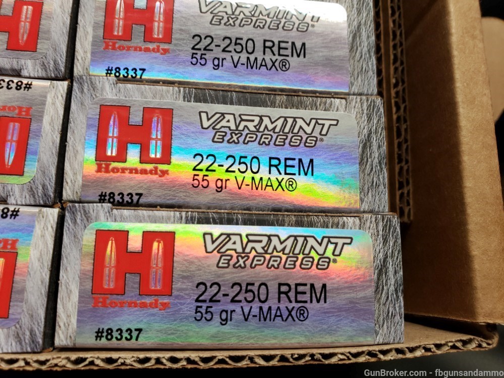 NEW! 200 RDS HORNADY VARMINT EXPRESS .22-250 REM 55 V-MAX REMINGTON 8337-img-2