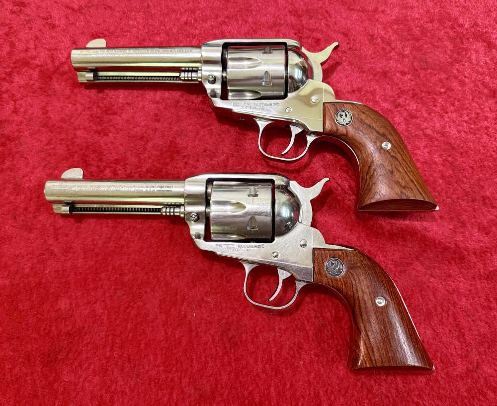 Pair Ruger Vaquero 357 Stainless 4.62” Bbls SASS Ready Set-img-2