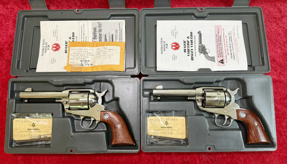 Pair Ruger Vaquero 357 Stainless 4.62” Bbls SASS Ready Set-img-0