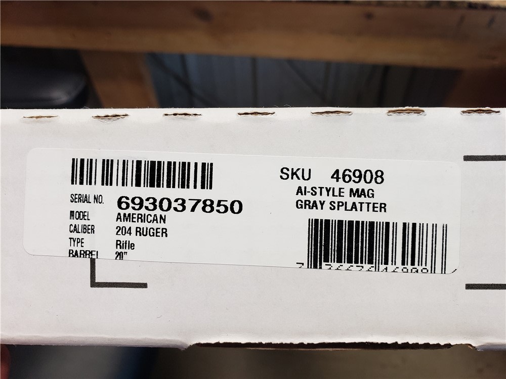 NEW! RUGER AMERICAN GENERATION 2 .204 RUGER 20" THREADED GRAY SPLATTER 204-img-1