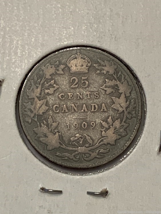 1909 Canada 25 cent - F\XF\AU detail, silver -img-3