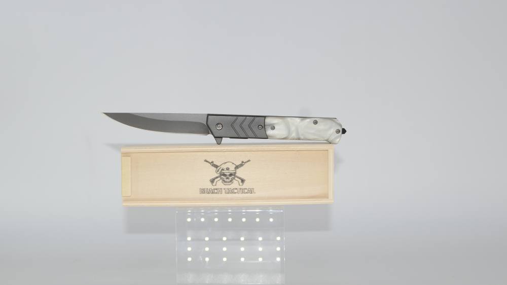 Military White Pearl Handle Tactical Spring Assisted Knife-img-0
