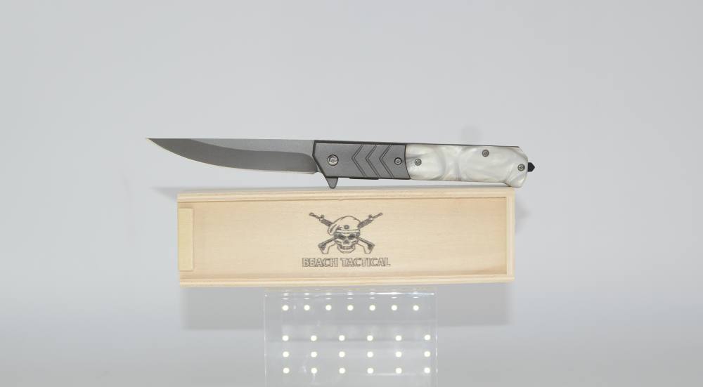 Military White Pearl Handle Tactical Spring Assisted Knife-img-2