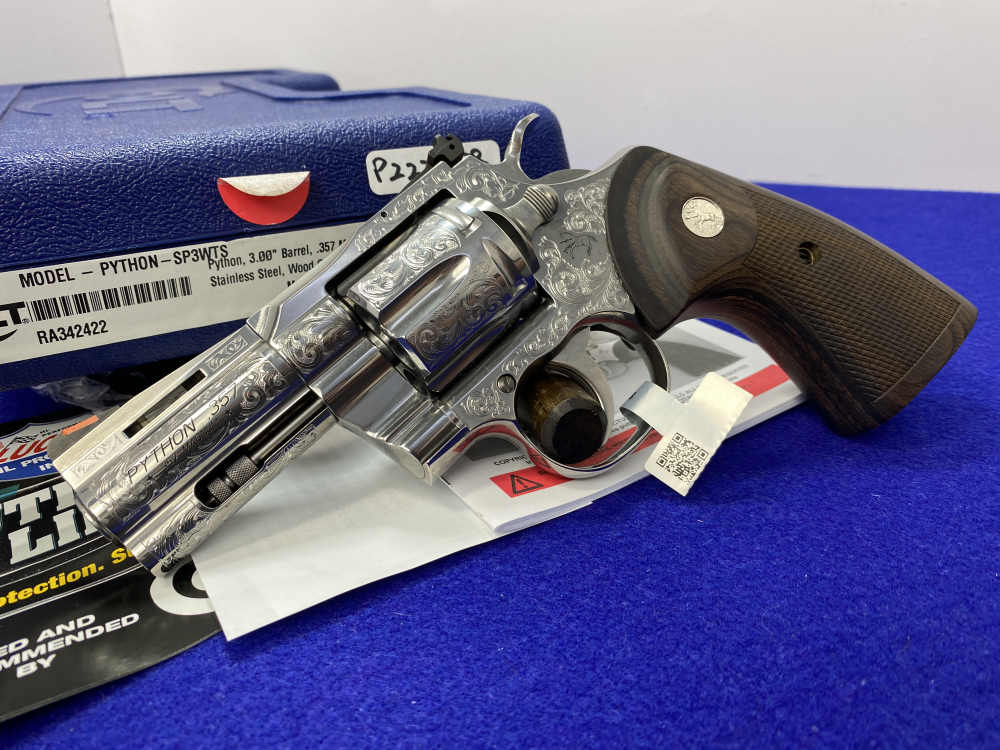 2022 Colt Python .357 Magnum Stainless 3"*BEAUTIFUL SCROLL ENGRAVED PYTHON*-img-0
