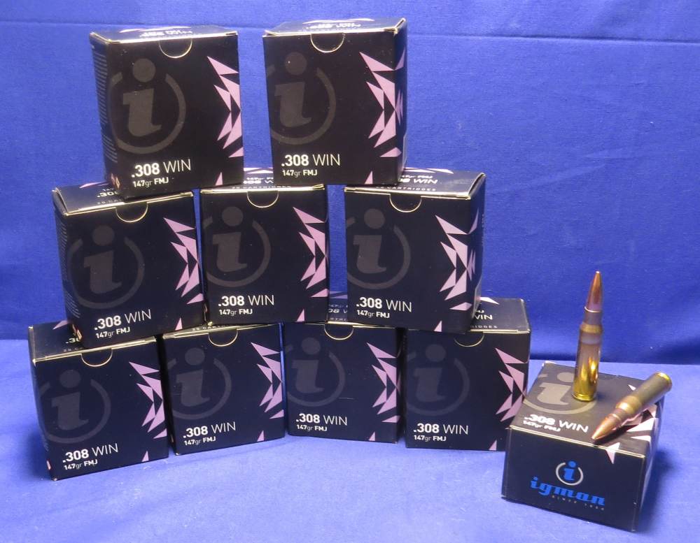 Lot of 200 Rounds of Igman .308 Win. Ammunition - 147gr. FMJ, Brass Case-img-2
