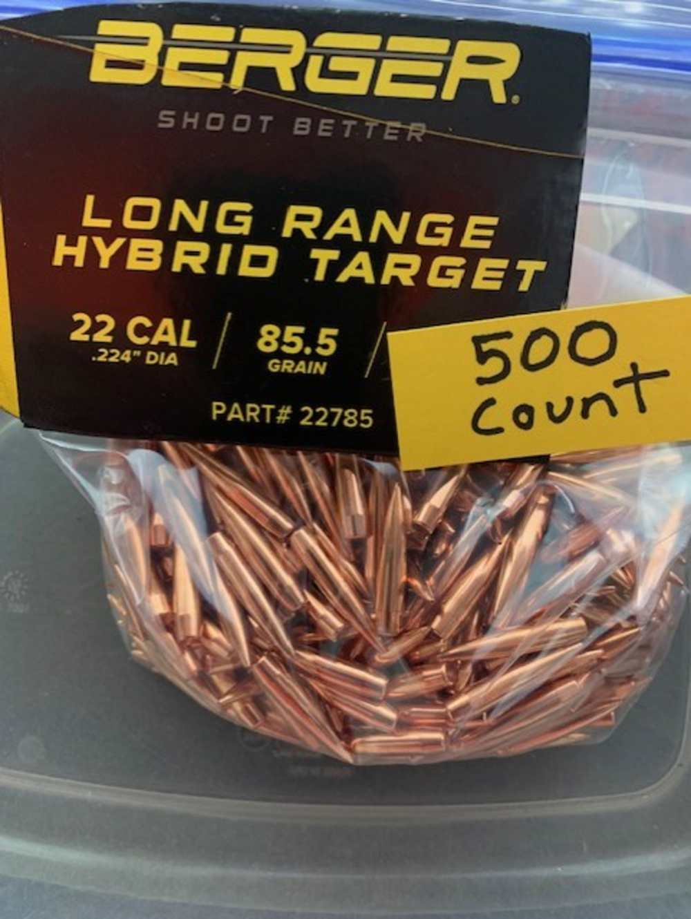 500 Count Berger 22cal 85.5gr LR hybrid target part 22785 1/2 box-img-0