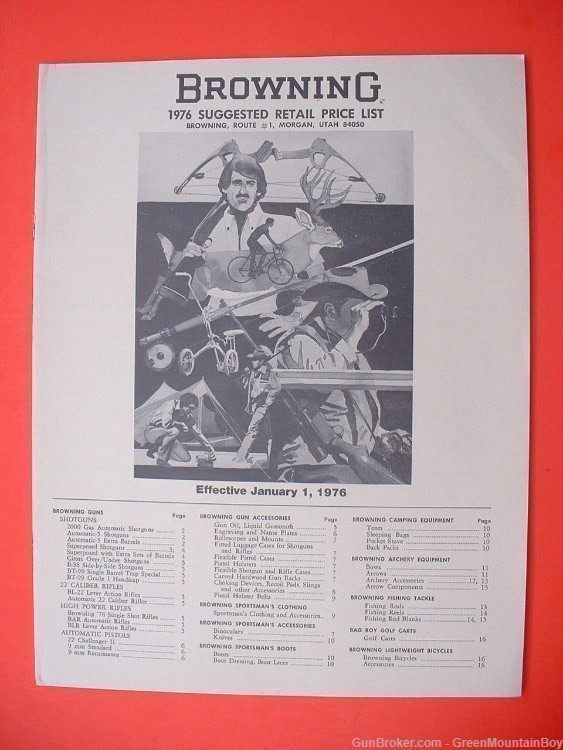 1976 OEM BROWNING Catalog Companion Retail Price List XLNT ! Scarce-img-0