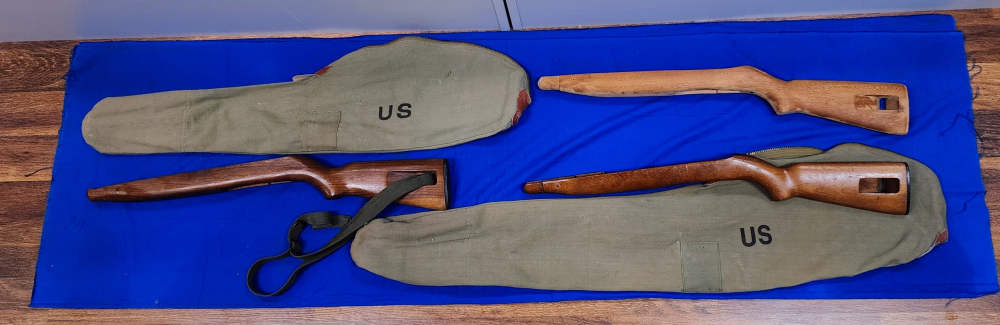 M1 CARBINE STOCKS - LOT OF 3 + 2 US CASES-img-1