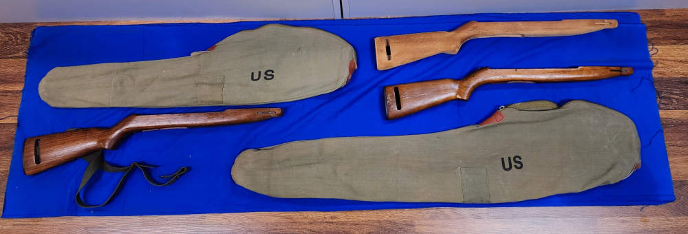M1 CARBINE STOCKS - LOT OF 3 + 2 US CASES-img-0