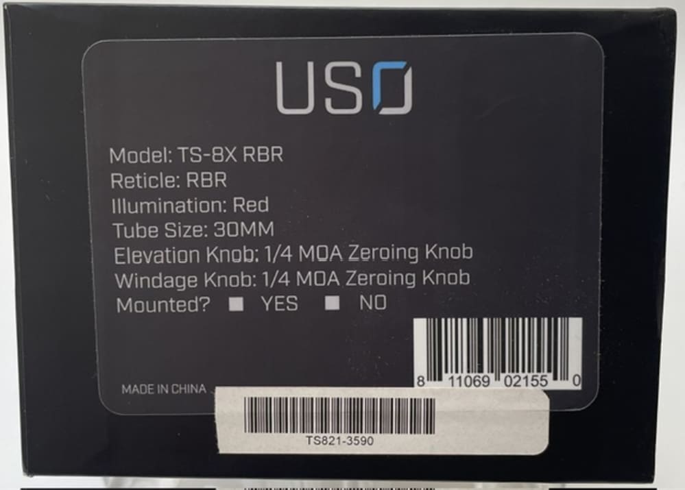 N.O.S. U.S. Optics Model TS-8X-RBR 1-8x24mm Side Focus 30mm Tube Scope -img-2