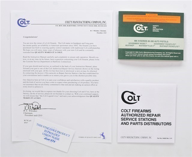 Colt MK IV/Series 80 .380 Auto Pistols Manual 1993-img-3