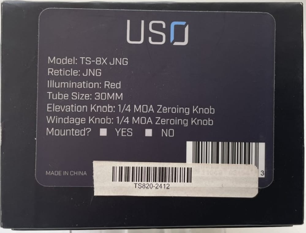 N.O.S. U.S. Optics Model TS-8X-JNG 1-8x24mm Side Focus 30mm Tube Scope-img-1