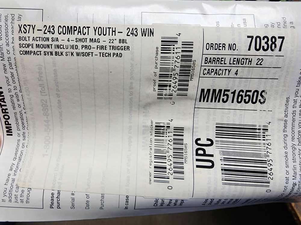 PICS! USED MARLIN X7 XS7Y COMPACT YOUTH 243 22 THREADED VORTEX SCOPE WIN-img-1