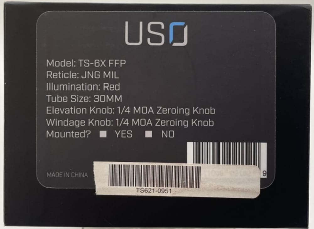 N.O.S. U.S. Optics Model TS-6X FPP 1-6x24mm Side Focus 30mm Tube Scope-img-1
