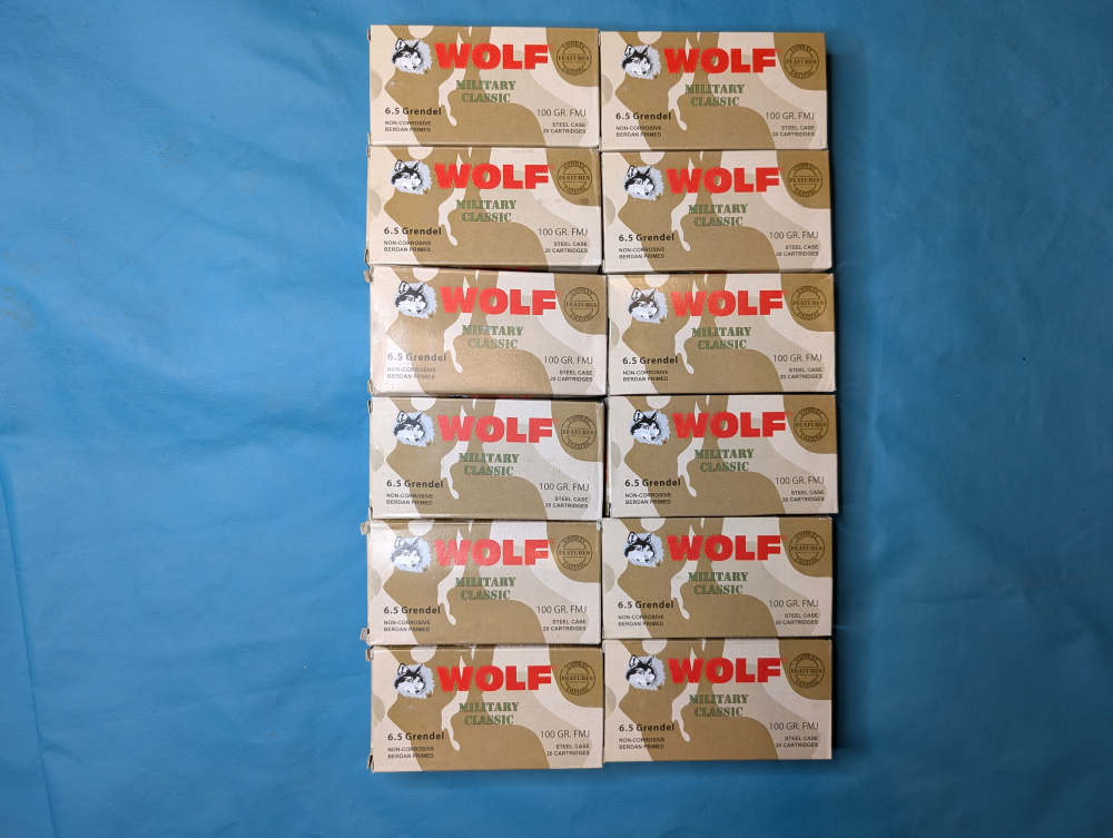 Wolf 6.5 Grendel 100gr FMJ 240 rounds TWELVE boxes-img-0