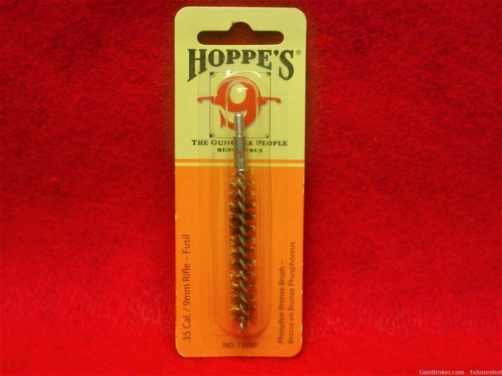 Hoppe's 35 CALIBER / 9MM Rifle or Pistol Power Cleaning BRONZE BORE BRUSH -img-0