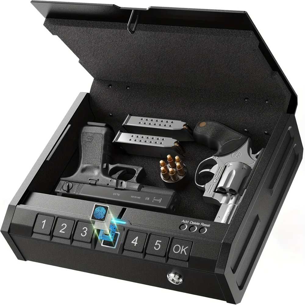 Pistol Gun Safe Quick Access w/Fingerprint / Code / Key Entry 12"x9"x3" G55-img-0
