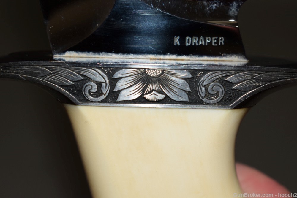 Exceptional Custom Massive Kent Draper Fighting Knife w White Handle -img-25