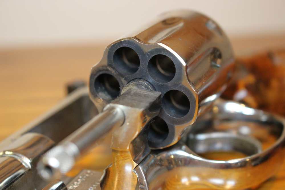 Smith & Wesson 19-3 4” .357 Nickel K-frame 3T’s, P&R 1974 VERY NICE-img-15