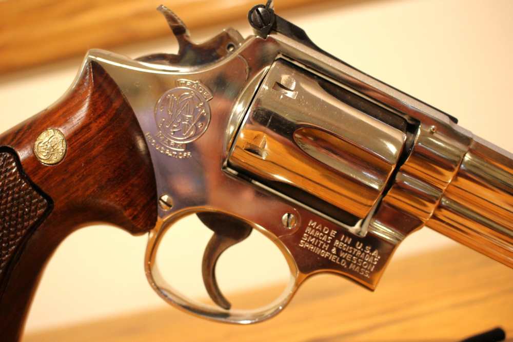 Smith & Wesson 19-3 4” .357 Nickel K-frame 3T’s, P&R 1974 VERY NICE-img-7