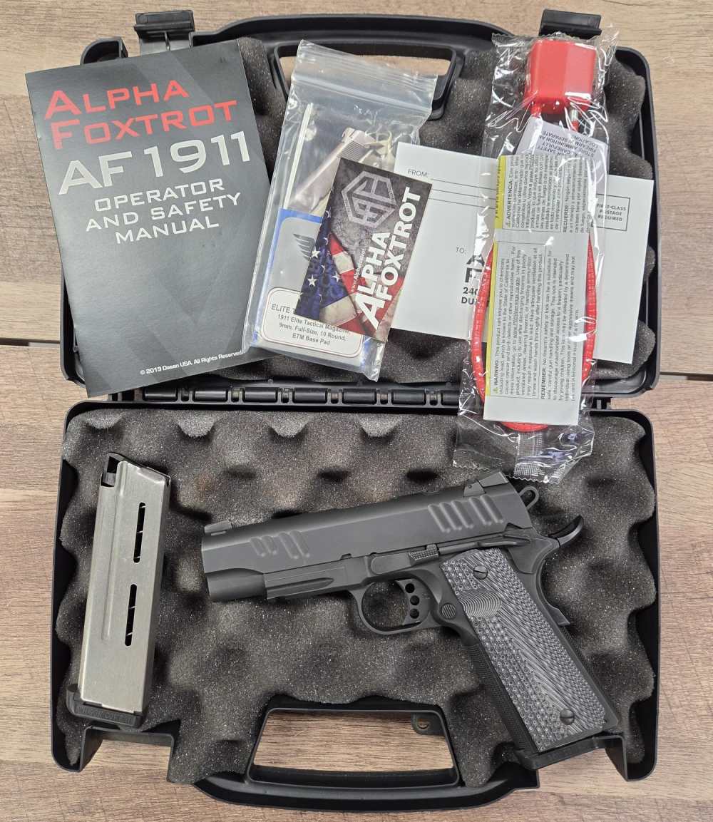 PRE-OWNED - Alpha Foxtrot AF 1911 4.25" 9mm TAC Black-img-0