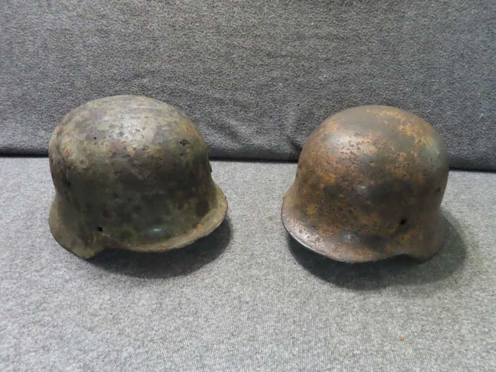 2-GROUND DUG WWII GERMAN HELMETS-M35 AND M40 MODELS-GREAT DISPLAY-img-0